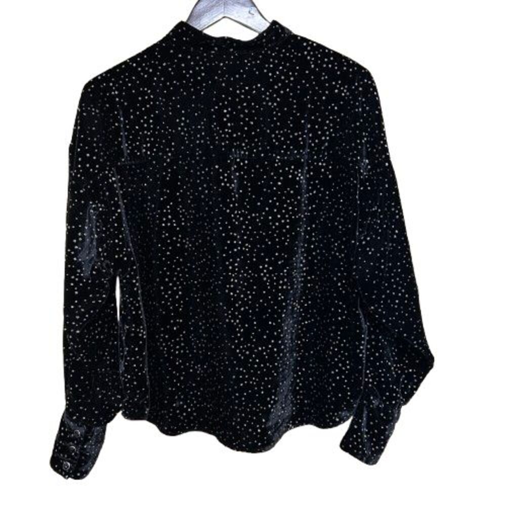 IRO Paris Tepita Lace-Up Glitter Velvet Top Women US 6 Small Black Whimsigoth - Picture 4 of 8